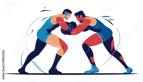  Action-Packed Wrestling Scene with Focused Athletes Battling for Victory