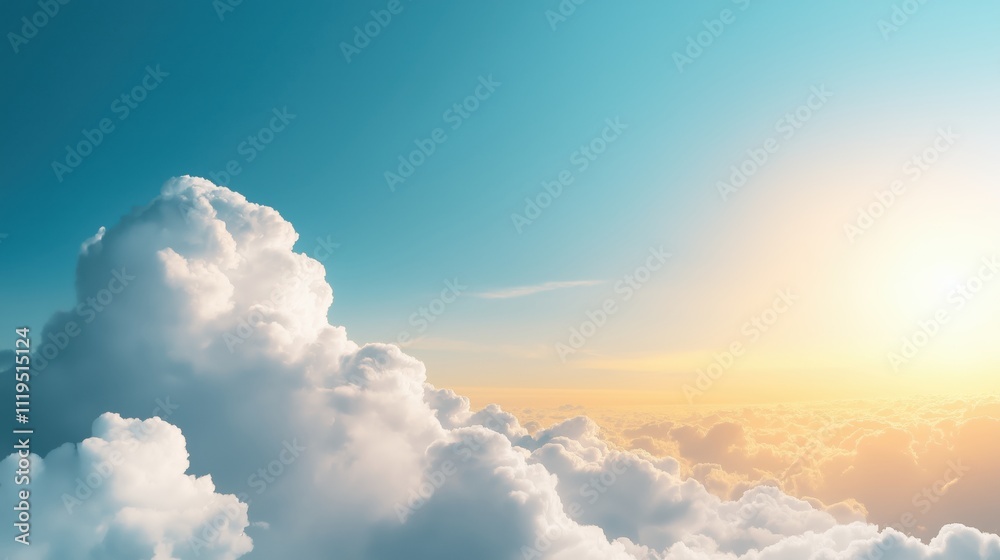 Puffy clouds and clear sky during sunrise Puffy clouds and clear sky during sunrise
