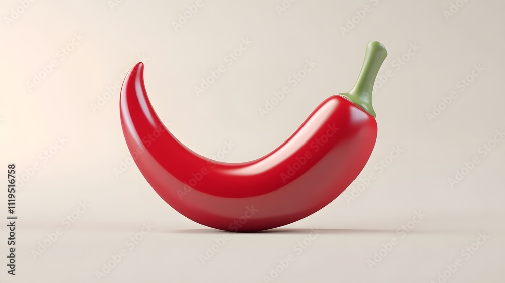 3D Red Chilli icon on a white background 3D Red Chilli icon on a white background