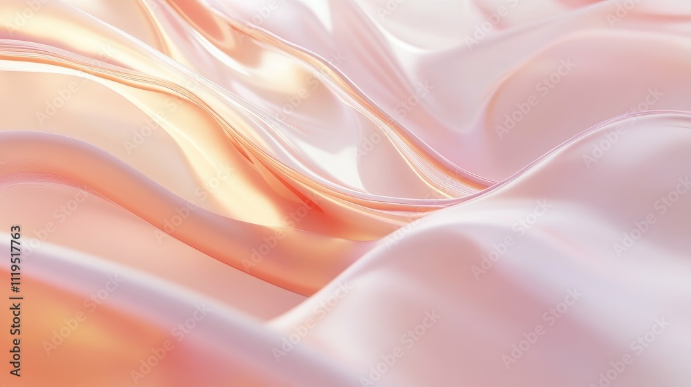 abstract background with soft gradient frosted glass featuring elegant curves in light amber and light pink. Transparent flowing design creates a modern, sophisticated atmosphere suitable for cover