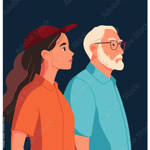 Elderly man and young woman sharing a bond