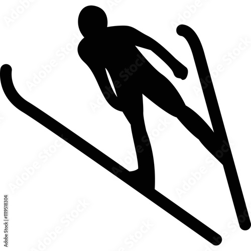Simple vector icon jumping skier