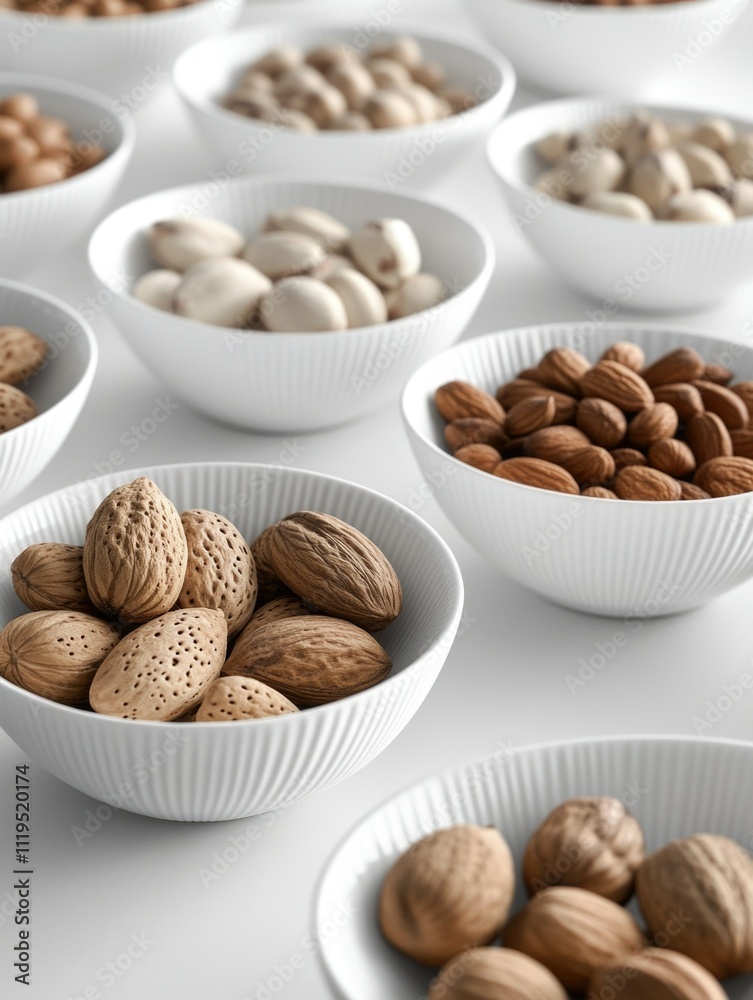 Premium Quality Variety Nuts and Seeds in White Ceramic Bowl Premium Quality Variety Nuts and Seeds in White Ceramic Bowl