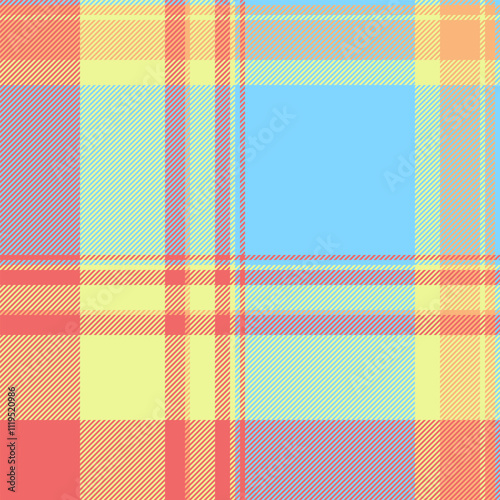 Golf background textile fabric, flooring plaid pattern seamless. Silky check vector texture tartan in cyan and lime colors.