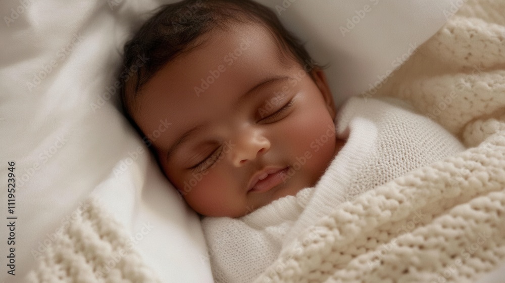Serene Baby Sleeping in Soft White Blanket Serene Baby Sleeping in Soft White Blanket