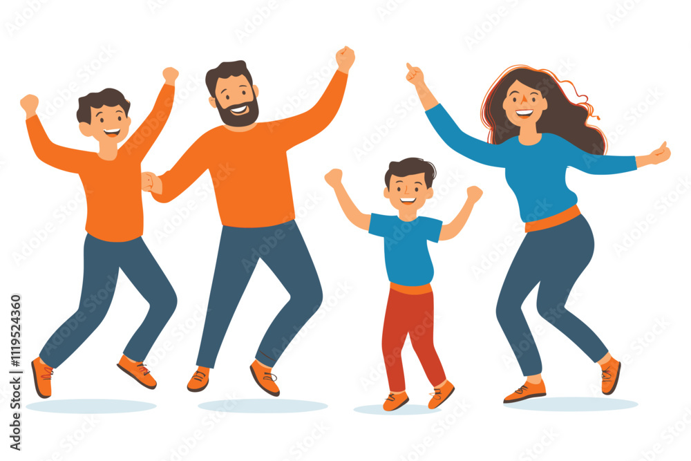 Fototapeta premium Loving Family Celebrating Together - Flat Vector Illustration of Joyful Moments