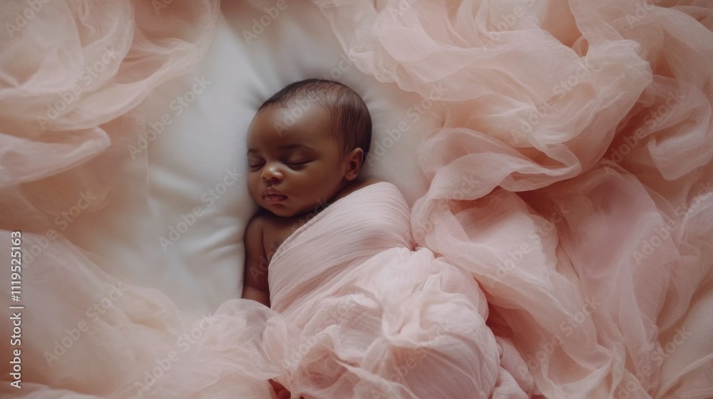 Serene Newborn Sleeping on Soft Pink Blanket Serene Newborn Sleeping on Soft Pink Blanket