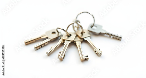 bunch of keys isolated with white background