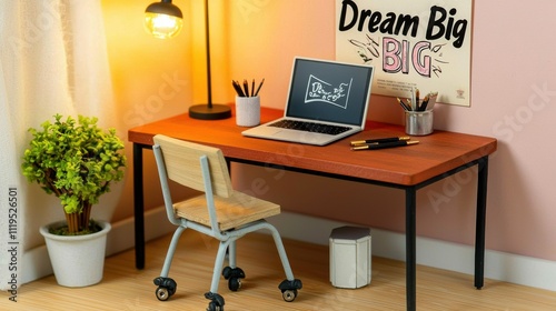 Home office setup inspiration cozy room interior design contemporary style desktop view productivity concept