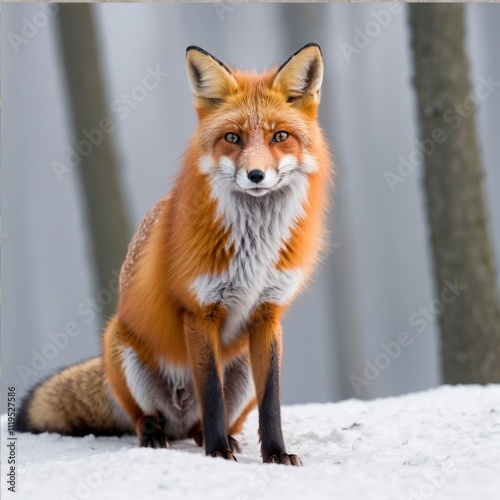 Fox ( Vulpes Vulpes ) in winter scenery