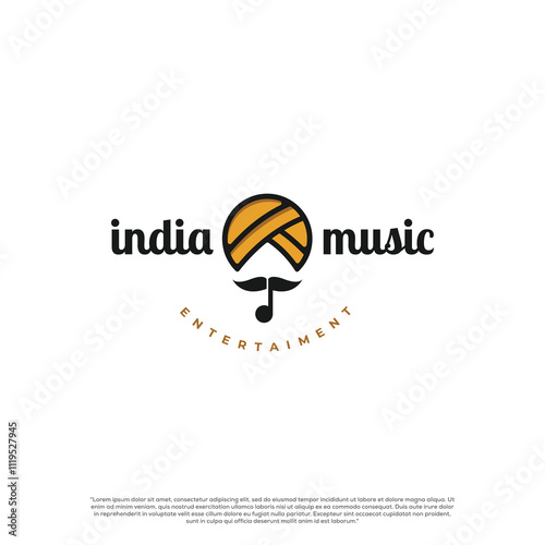 turban music note india indian music logo design icon template