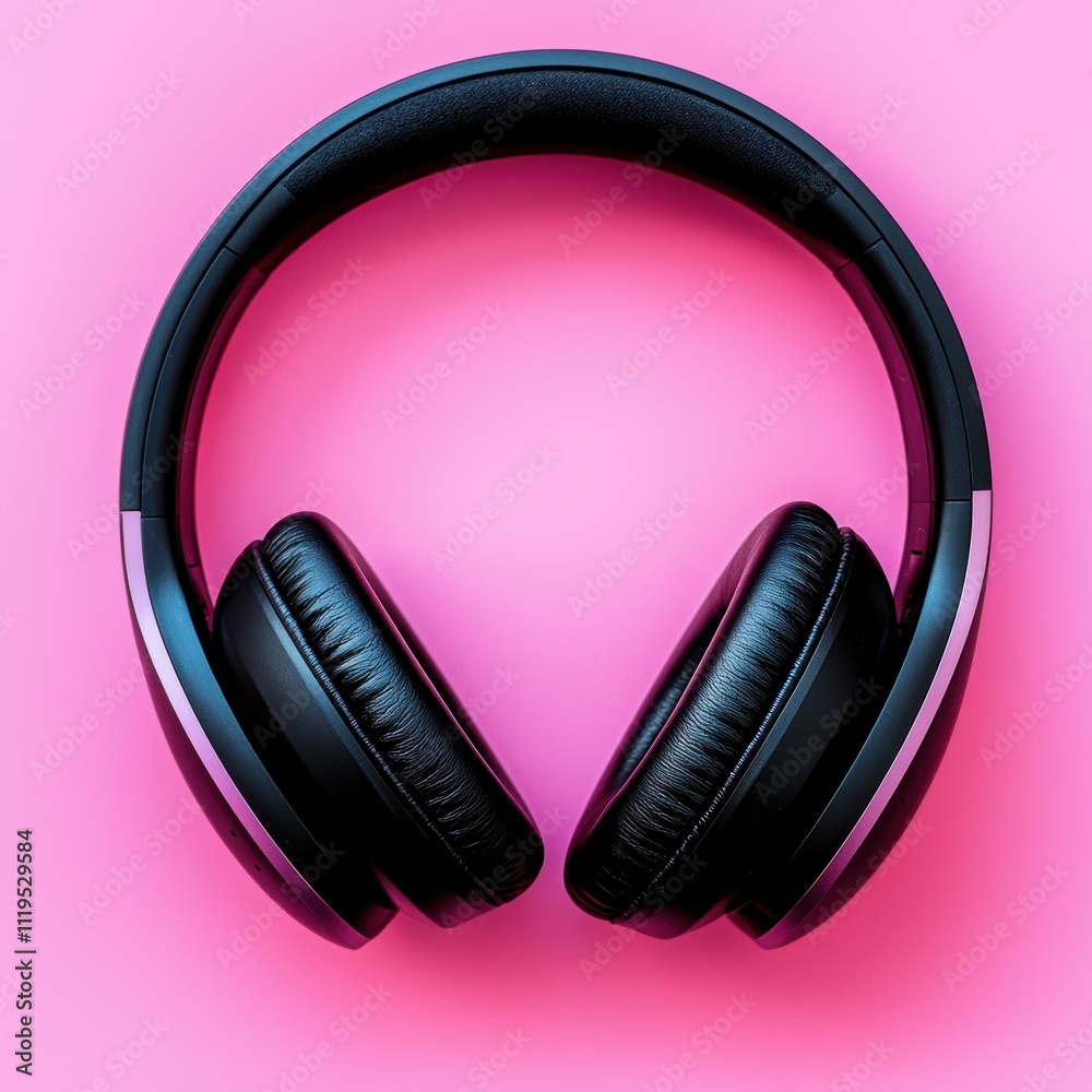 Black Over-Ear Headphones with Soft Cushions on Pink Background