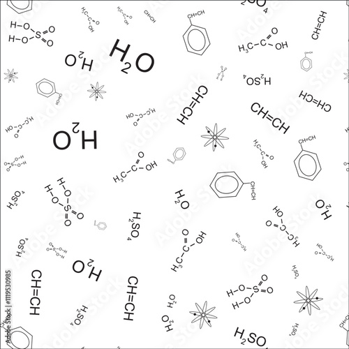 Pattern with chemical formulas and elements