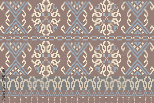 Art Abstract with Pixel Art Designs. Traditional Cross Stitch needlework. Geometric Ethnic Pattern, Embroidery, Textile Ornamental, Fabric, Hand Stitch Pattern, Cultural Stitching Pixel Art