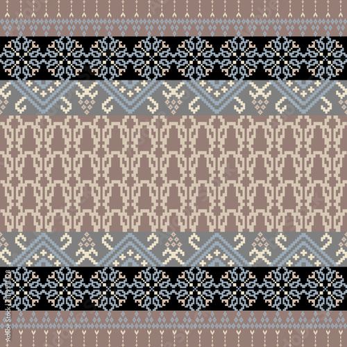 Art Abstract with Pixel Art Designs. Traditional Cross Stitch needlework. Geometric Ethnic Pattern, Embroidery, Textile Ornamental, Fabric, Hand Stitch Pattern, Cultural Stitching Pixel Art