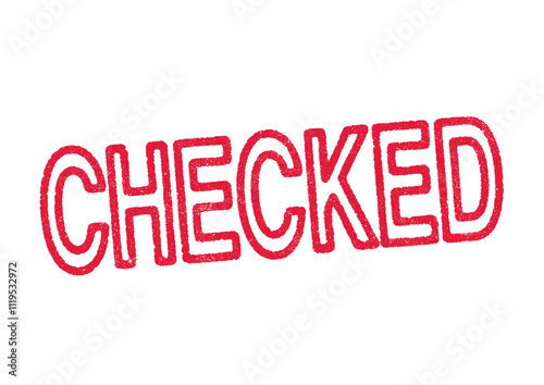 Vector illustration of the word Checked in red ink stamp
