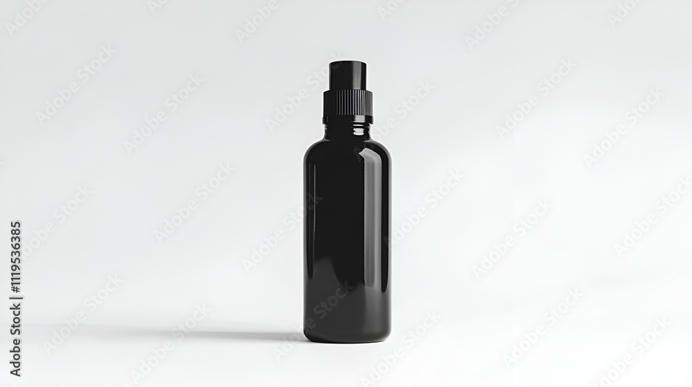 Black cosmetic bottle for facial toner, hair shampoo or shower gel. Cosmetics packaging mockup. Black cosmetic bottle for facial toner, hair shampoo or shower gel. Cosmetics packaging mockup.