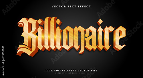 Billionaire golden Style editable text effect Template Premium Vector