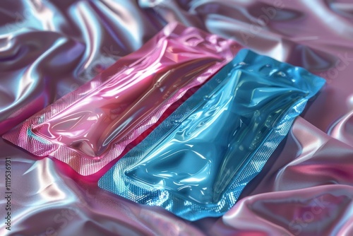 mockup of condoms on bright background photo