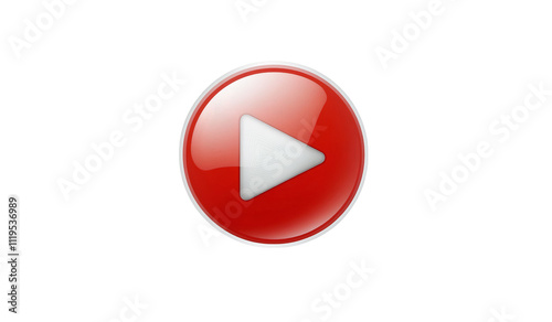 red play button icon on transparent background