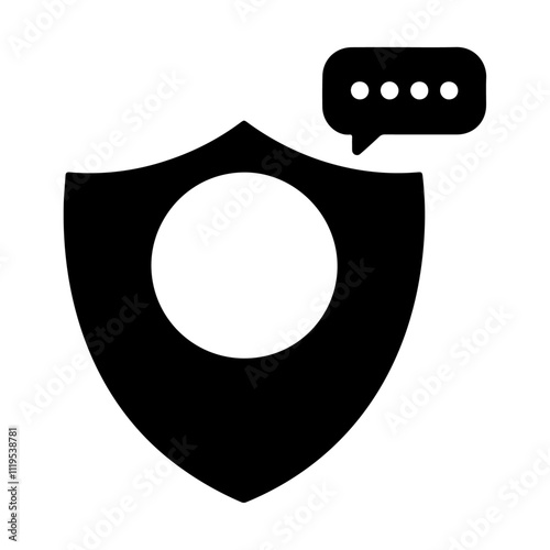 Message chat bubble in a shield vector icon design