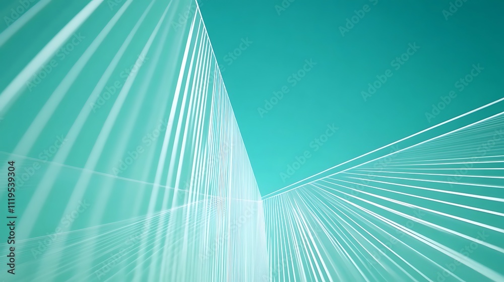 Obraz premium Cyan intersecting lines arranged in a gradient pattern for a striking visual effect.