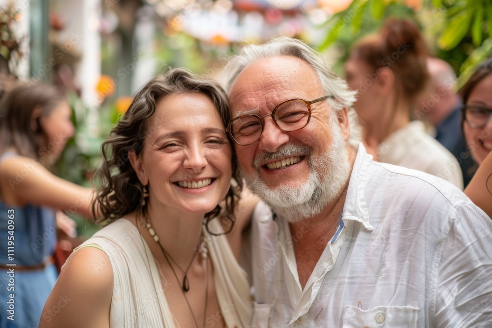 Happy senior couple in love having fun together at a local market. Happy senior couple in love having fun together at a local market.