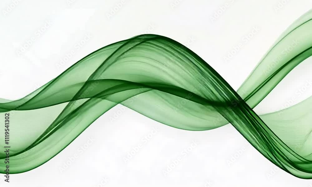 Abstract green waves on white background. Abstract background