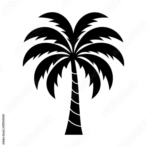 Black silhouette style date palm tree vector icon design