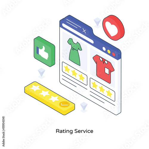 Rating Service isometric Colored illustration. EPS File stock illustration