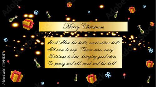 Christmas 5 Golden Merry christmas - Christmas wishes - Greeting and card for christmas