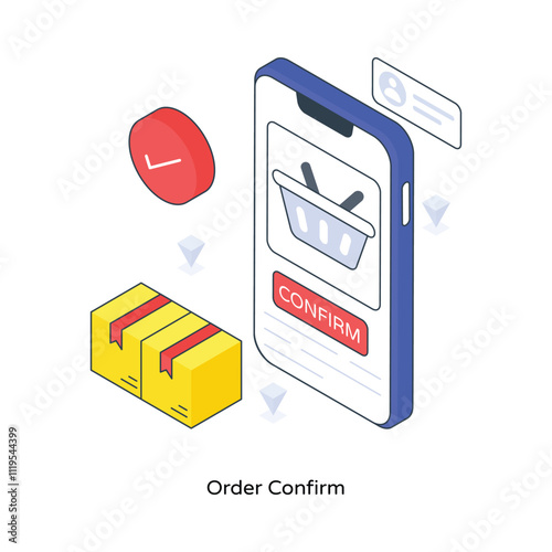 Order Confirm isometric Colored illustration. EPS File stock illustration