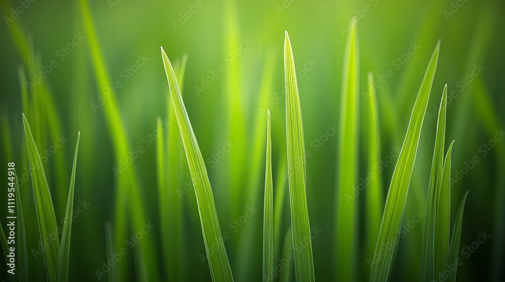Naklejka premium Vibrant Green Blades of Grass in a Lush Meadow