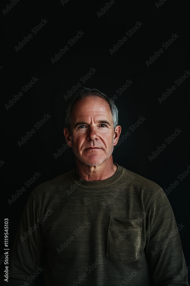 A man with a beard and gray hair is wearing a green shirt A man with a beard and gray hair is wearing a green shirt