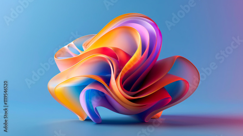 Another abstract 3D render highlighting a colorful shape.