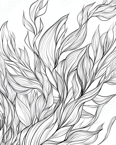 Abstract floral line art design. photo