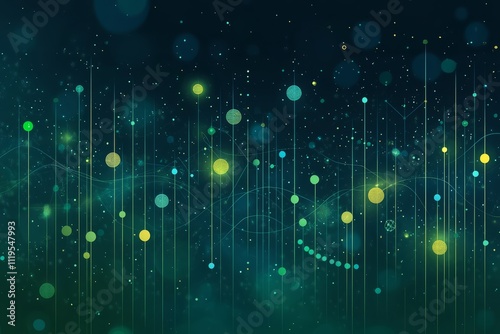 Abstract DNA Strand with Glowing Particles in Futuristic Science Concept. photo