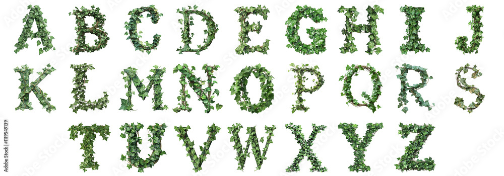 Pack A to Z alphabets Leafy Vines Style set over Transparent Background for Modern Design Projects, Creative Branding, or Unique Typography Applications Pack A to Z alphabets Leafy Vines Style set over Transparent Background for Modern Design Projects, Creative Branding, or Unique Typography Applications