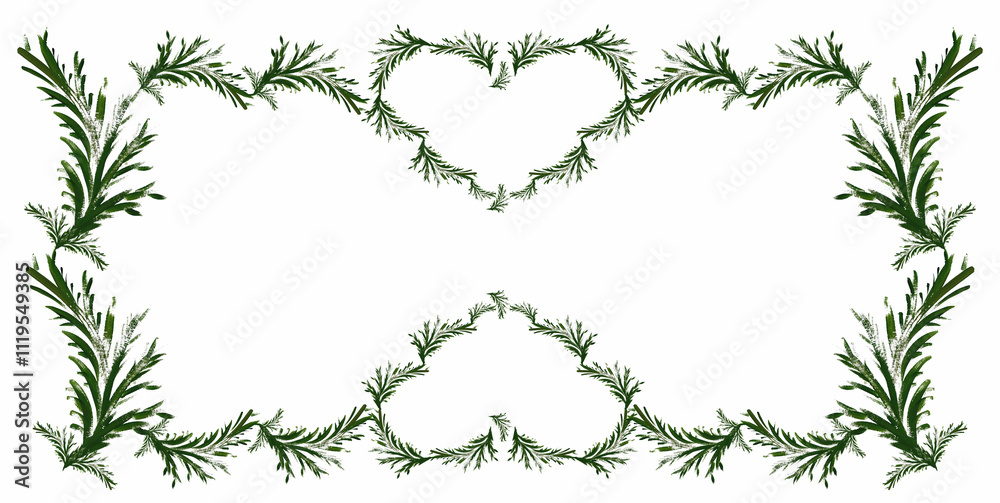Obraz premium Watercolor green twig isolated on white background. Artistic Creations. Hand-drawn graphics of branch. Design Element