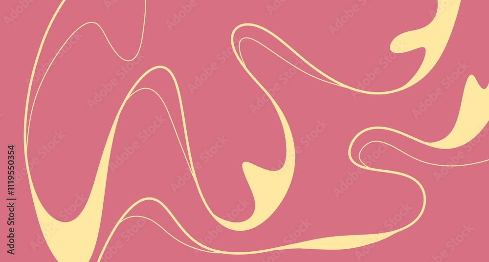 Fototapeta premium minimalist lines, wave pattern, pink, yellow