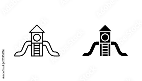Kid playground icons set. Kindergarten outdoor recreation area icons set. vector illustration on white background