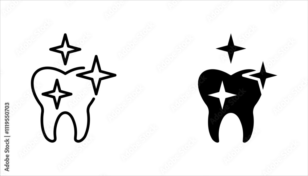 Fototapeta premium Teeth cleaning linear icon set. Professional dental care. vector illustration on white background