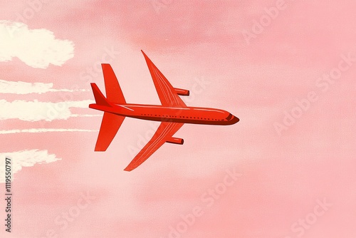 Bold Typography for 'International Civil Aviation Day' with a Red Airplane in a Pink Sky photo