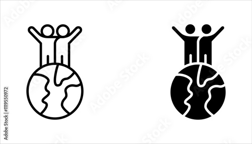 World population linear icon set. Global society. vector illustration on white background