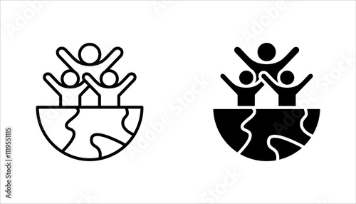 World population linear icon set. Global society. vector illustration on white background