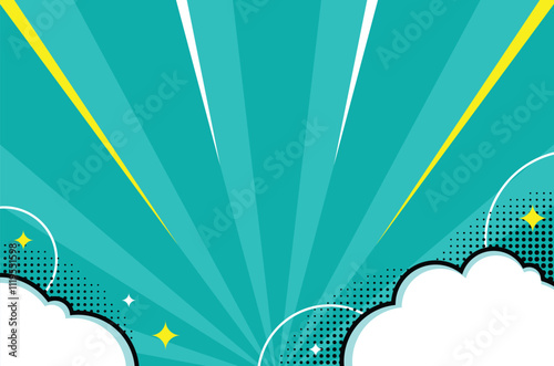 Funky Pop Art Comic Style Background with Halftone Pattern and Chat Bubbles