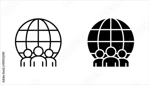 World population linear icon set. Global society. vector illustration on white background