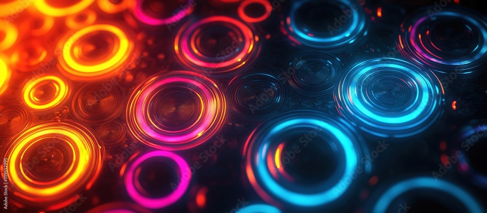 Abstract glowing neon circles background. Abstract glowing neon circles background.