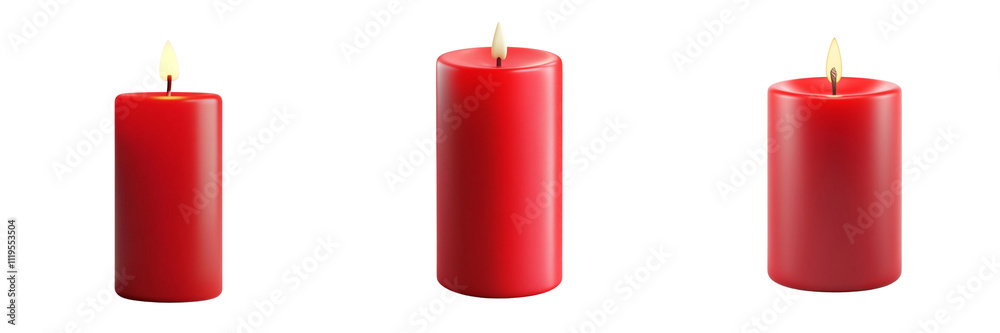 Set of A 3D cartoon red candle icon, on a PNG format Background. Generative AI, Set of A 3D cartoon red candle icon, on a PNG format Background. Generative AI,