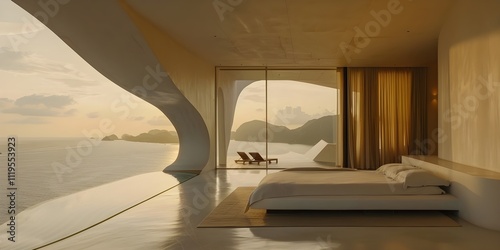 Contemporary Bedroom with Stunning Ocean View
